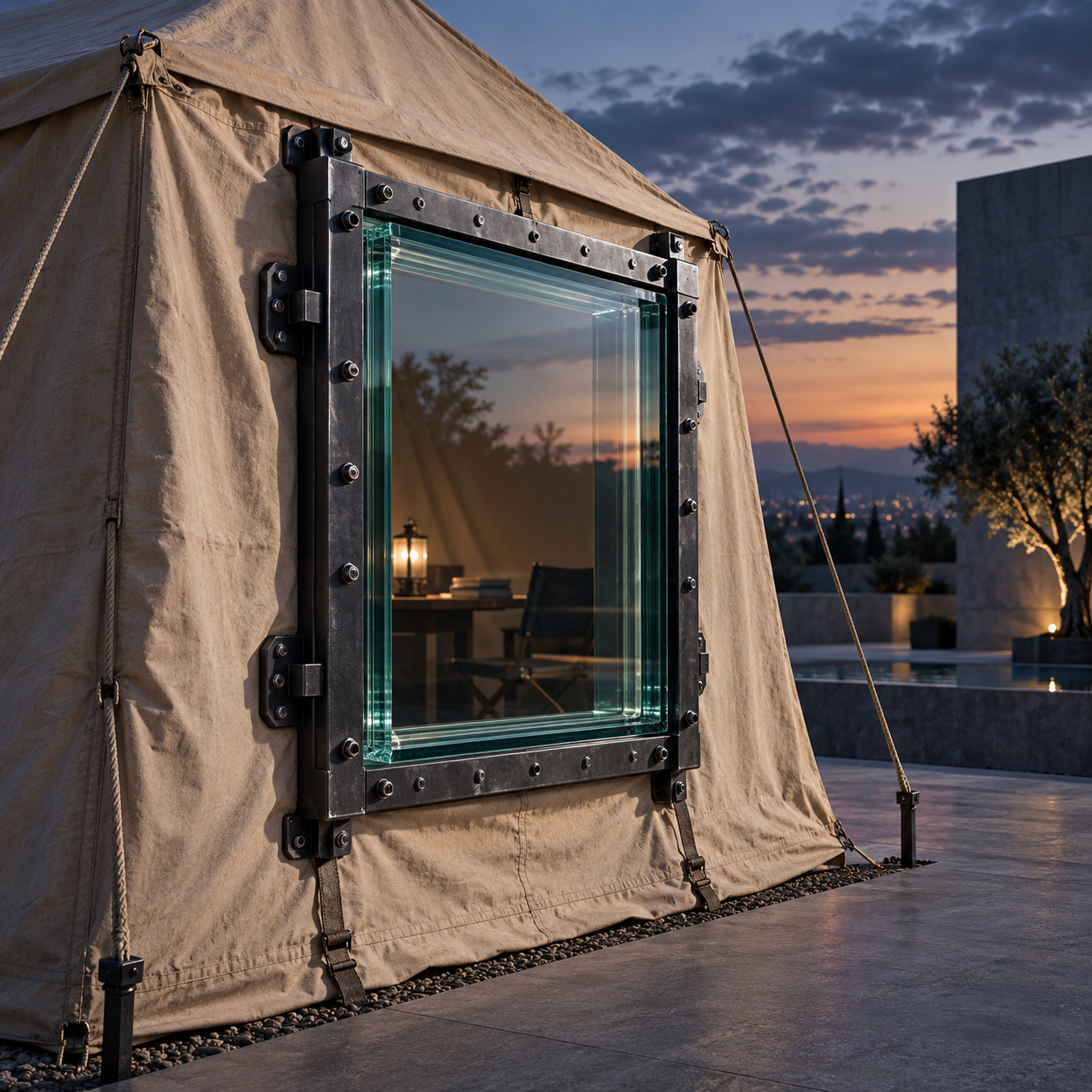 Bulletproof Glass on a Canvas Tent